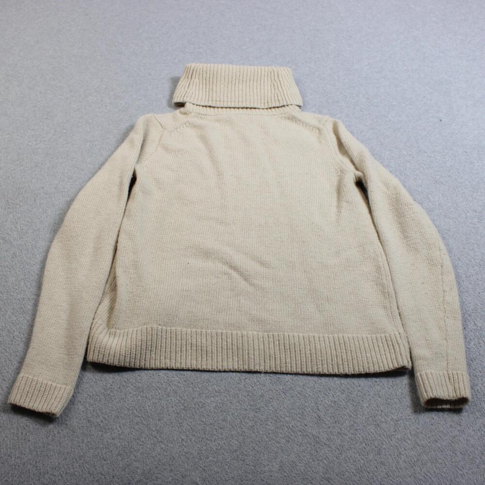 J Crew Sweater Women Small White Turtleneck Merino Wool Blend Cozy Heritage